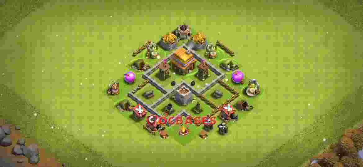 Town Hall 4 Base – Layout id: qp5kt base layout