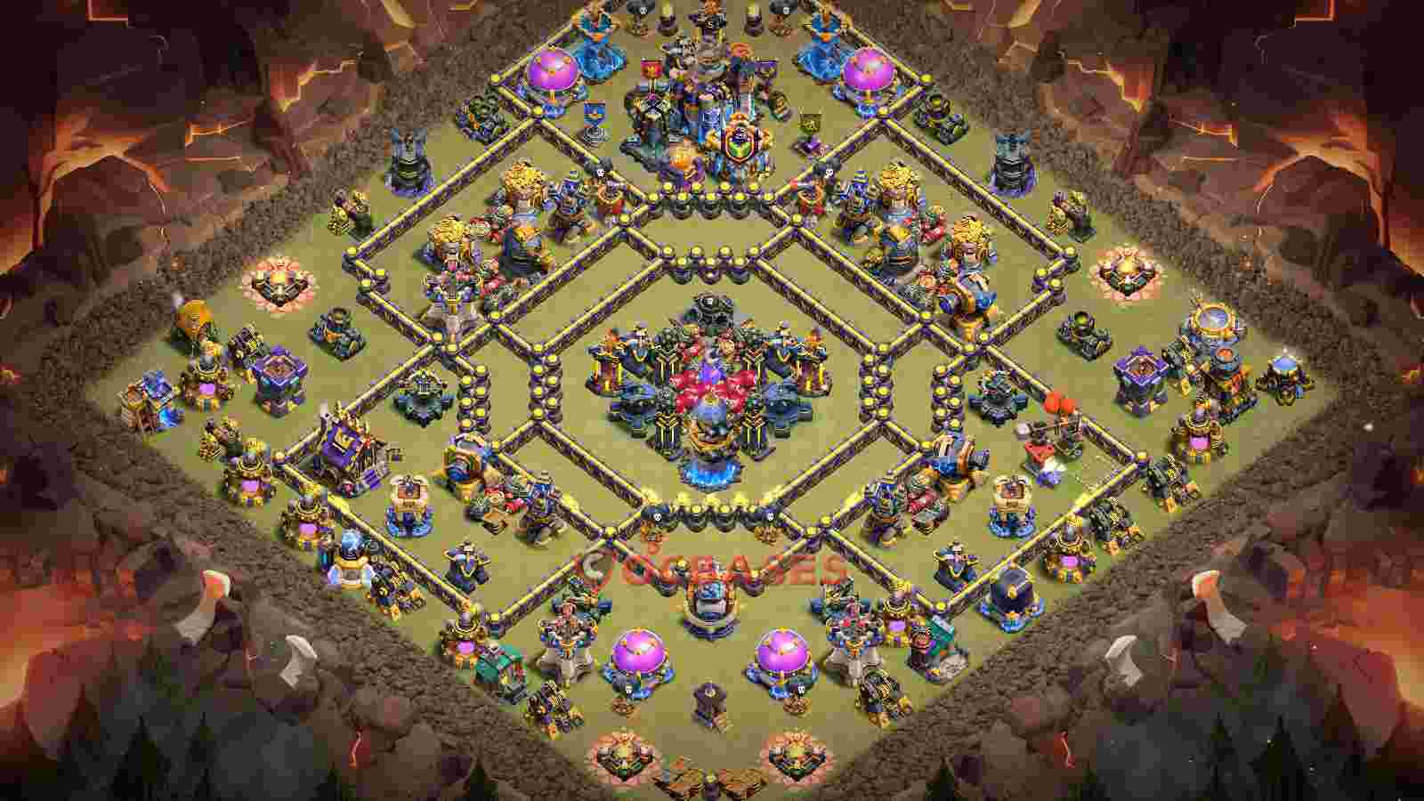 Town Hall 18 Base -war – Layout id: h3hiu base layout