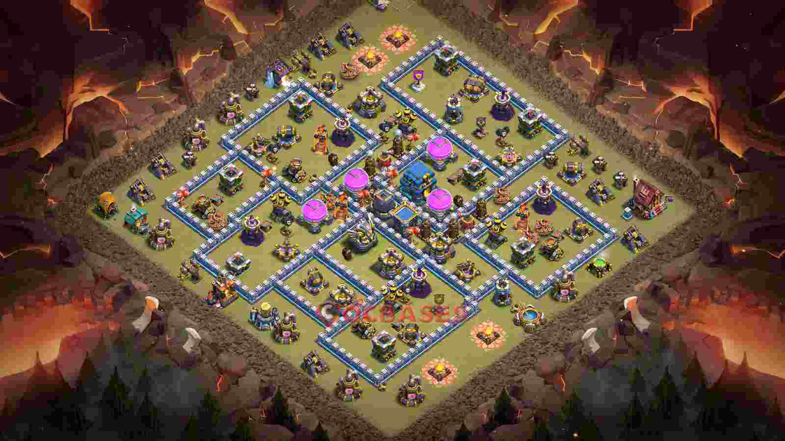 Town Hall 12 Base -war – Layout id: q9tg3 base layout