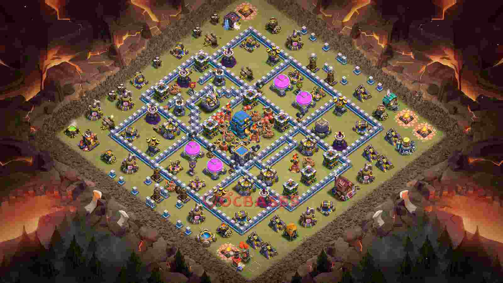 Town Hall 12 Base -war – Layout id: nmv4d base layout