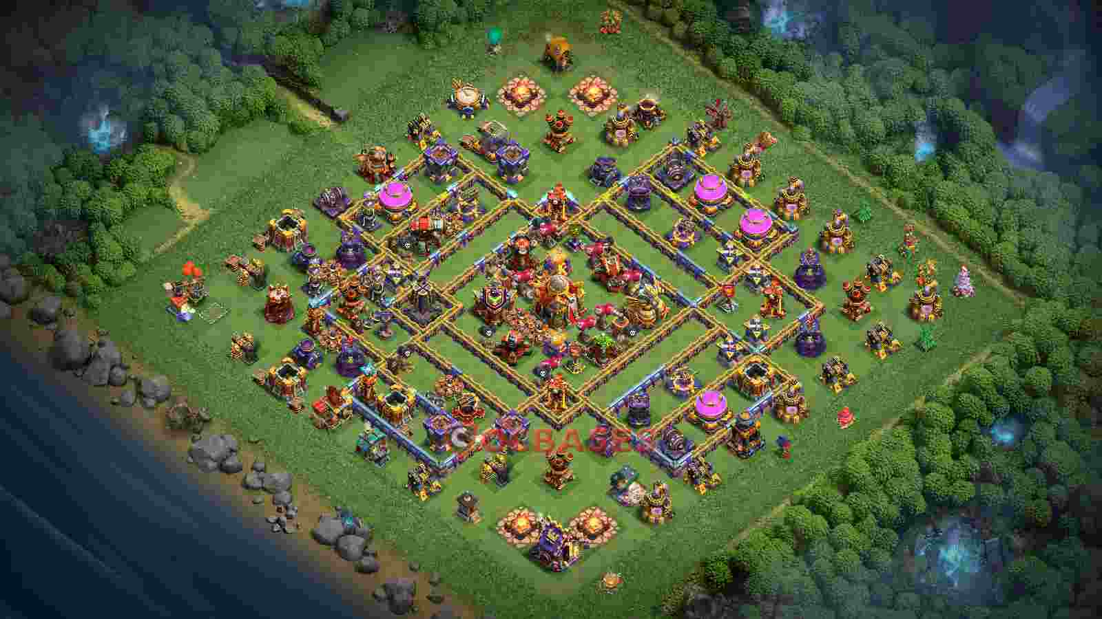Town Hall 16 Base -trophy – Layout id: w9myv base layout
