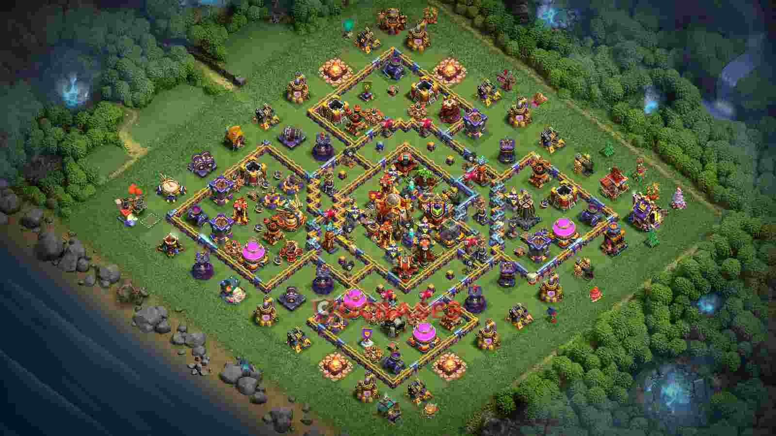 Town Hall 16 Base -trophy – Layout id: haqsk base layout