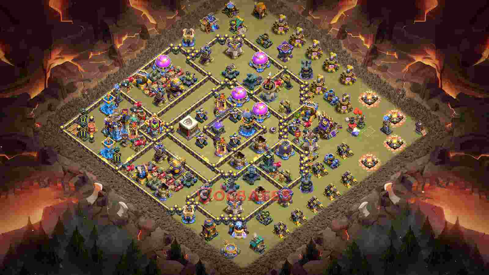 Town Hall 18 Base -war – Layout id: yon1z base layout