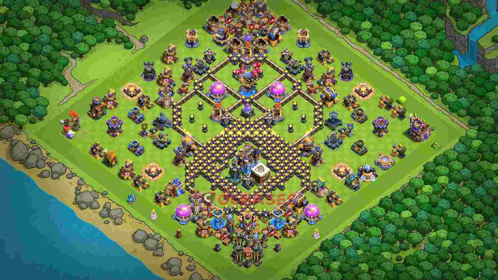 Town Hall 18 Base -trophy – Layout id: 83rqn base layout