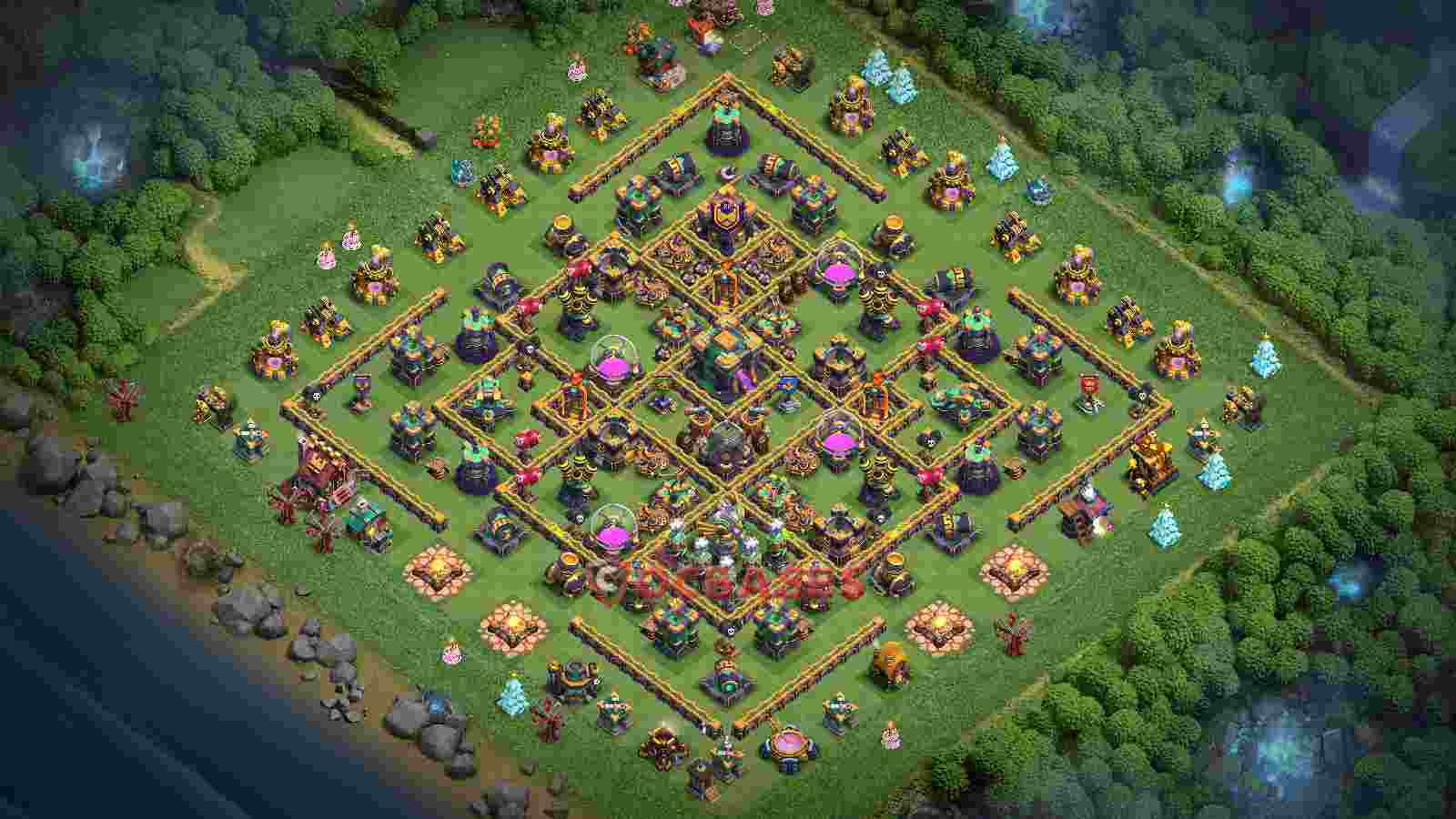 Town Hall 14 Base -trophy – Layout id: rteo1 base layout