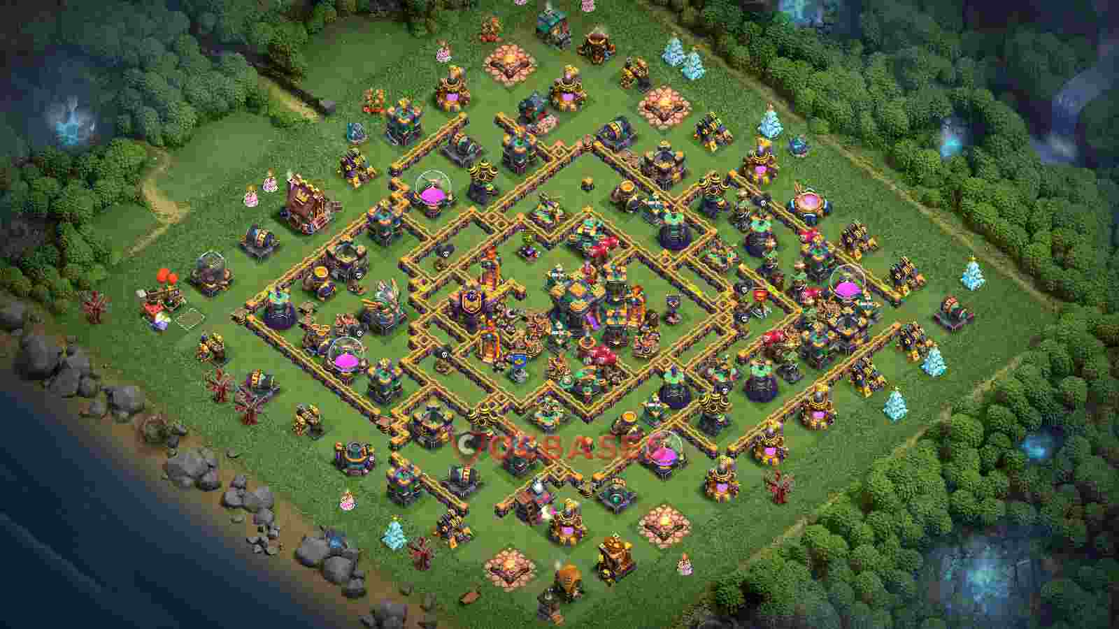 Town Hall 14 Base -trophy – Layout id: zjp1e base layout