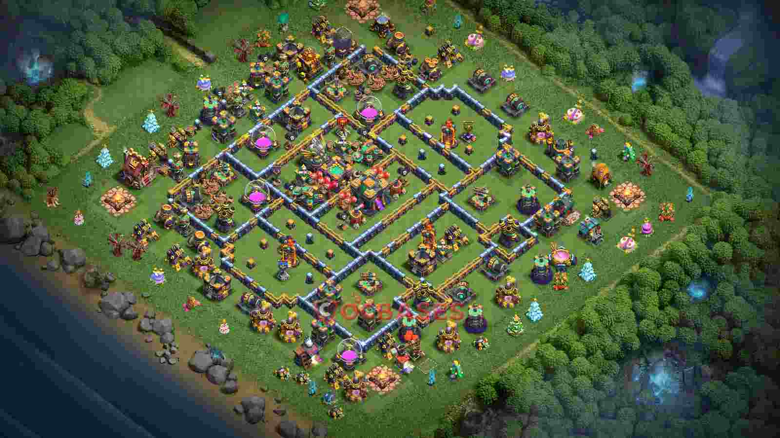 Town Hall 14 Base -trophy – Layout id: 7b42a base layout