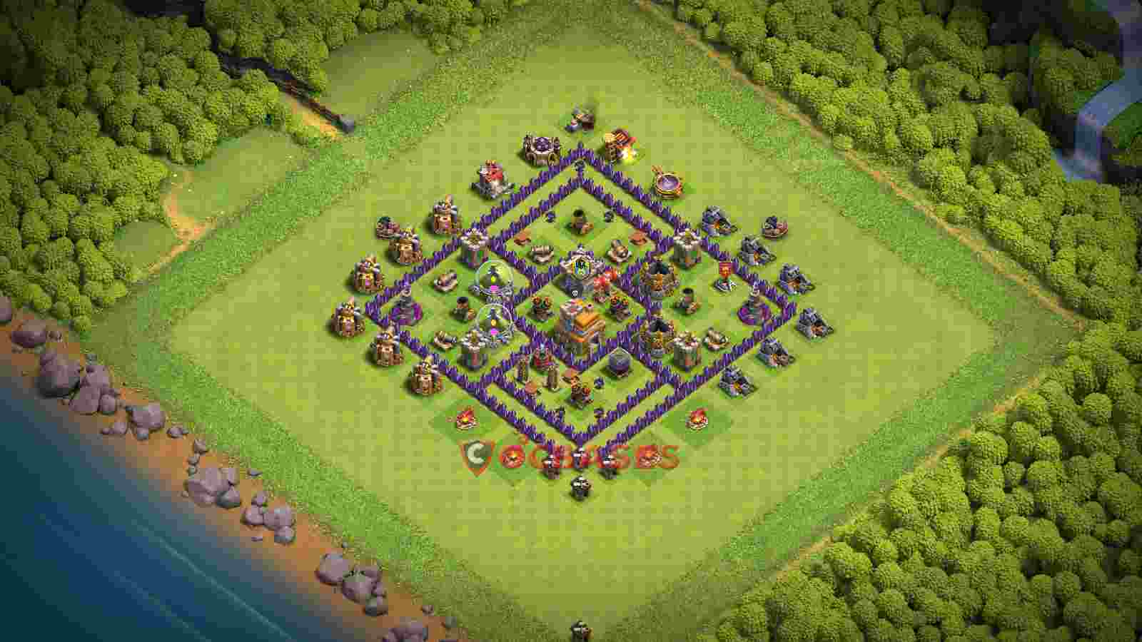 Town Hall 7 Base -trophy – Layout id: rzrse base layout
