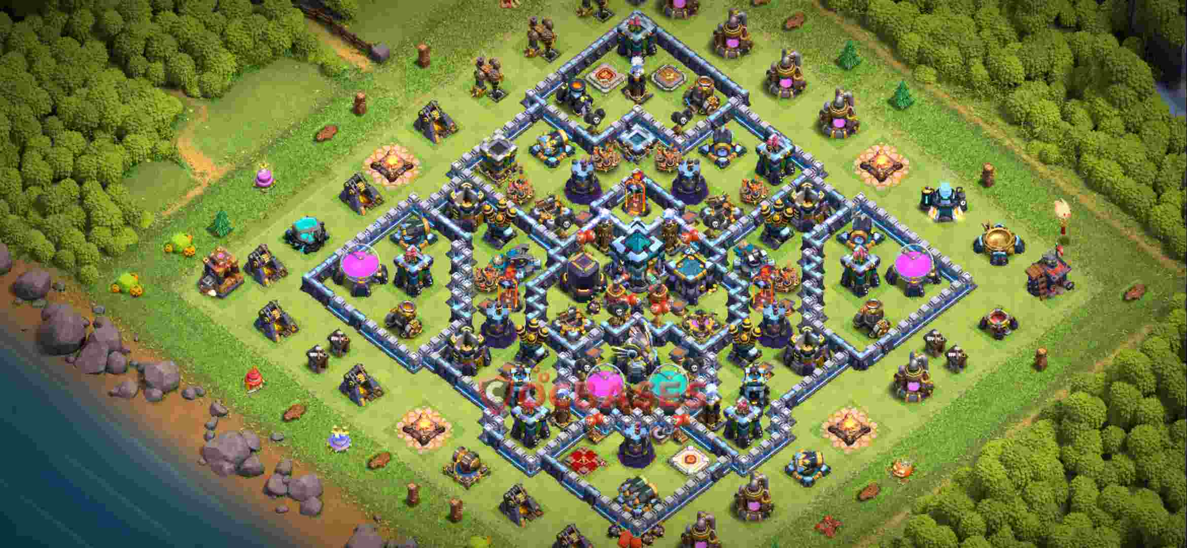 Town Hall 13 Base – Layout id: x2fzt base layout