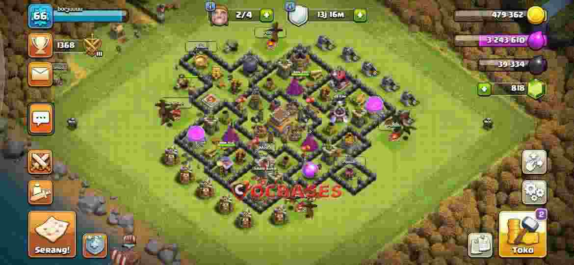 Town Hall 8 Base – Layout id: ung2m base layout