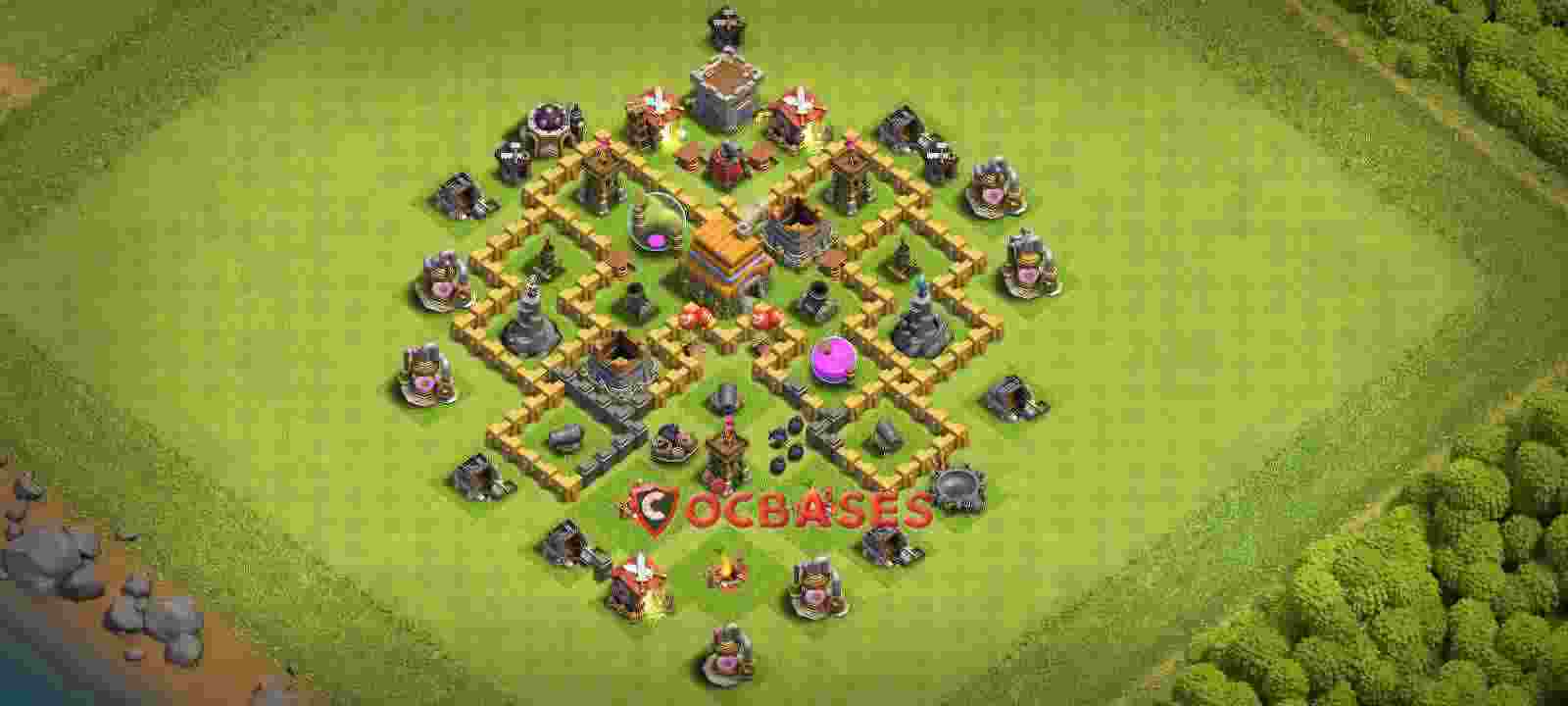 Town Hall 6 Base – Layout id: trigf base layout