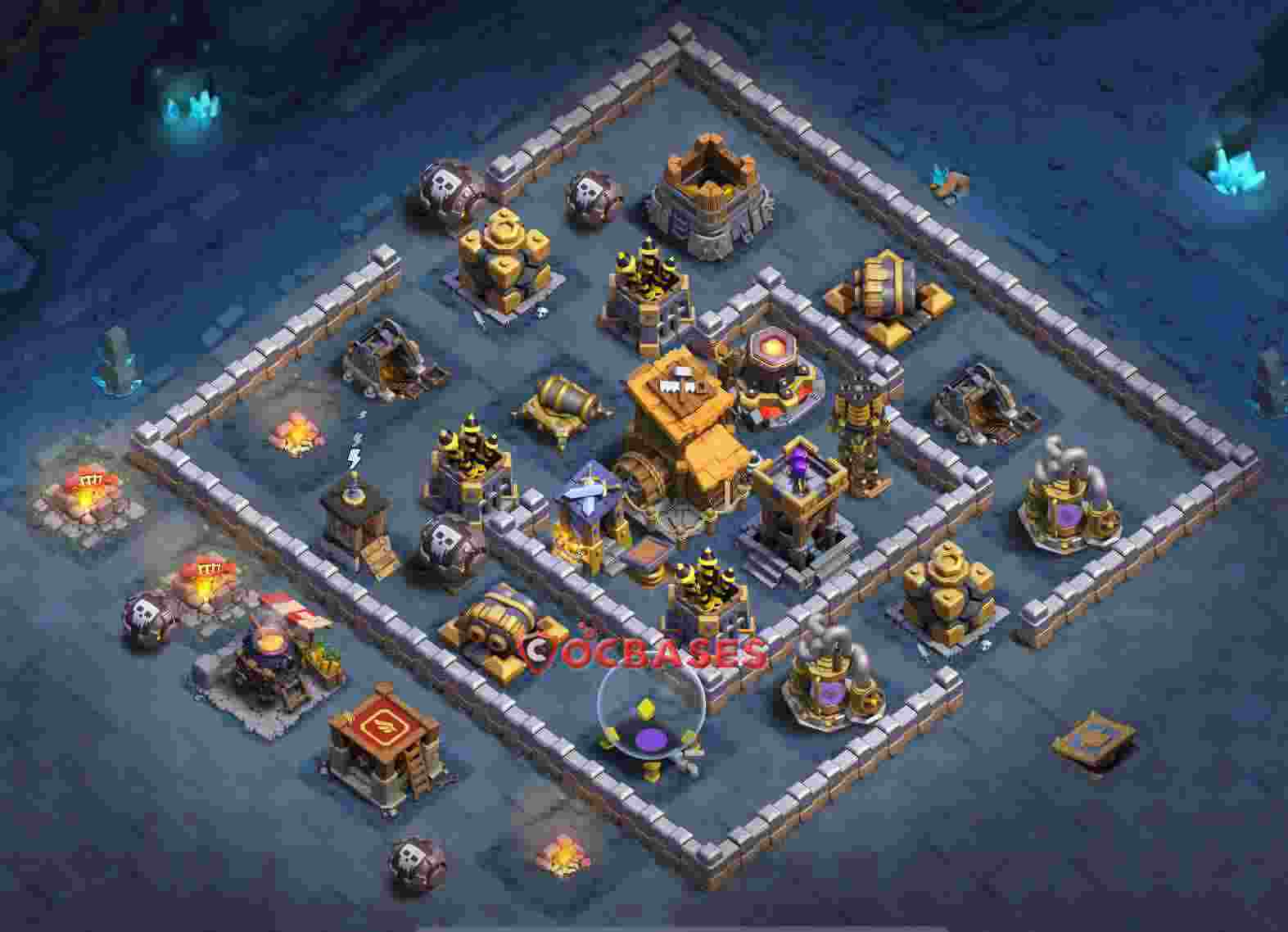 Builder Hall 9 Base -trophy – Layout id: 4fl3s base layout, image 2