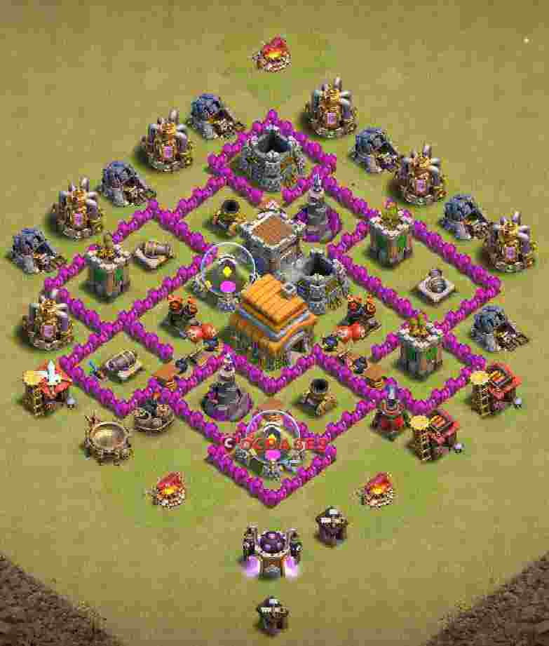 Town Hall 6 Base – Layout id: 2koub base layout