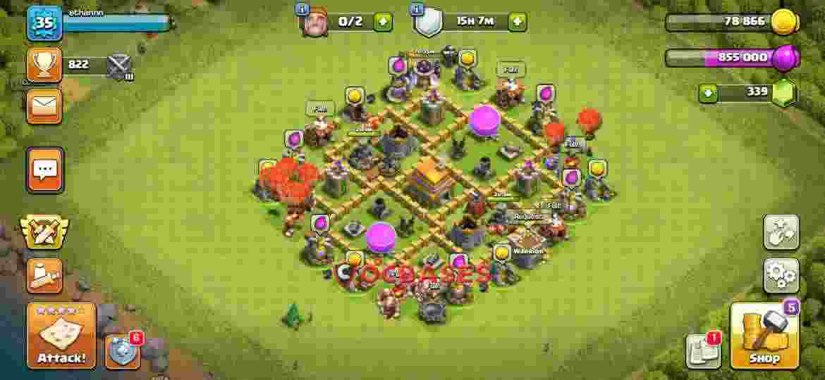 Town Hall 6 Base – Layout id: 0p6j2 base layout
