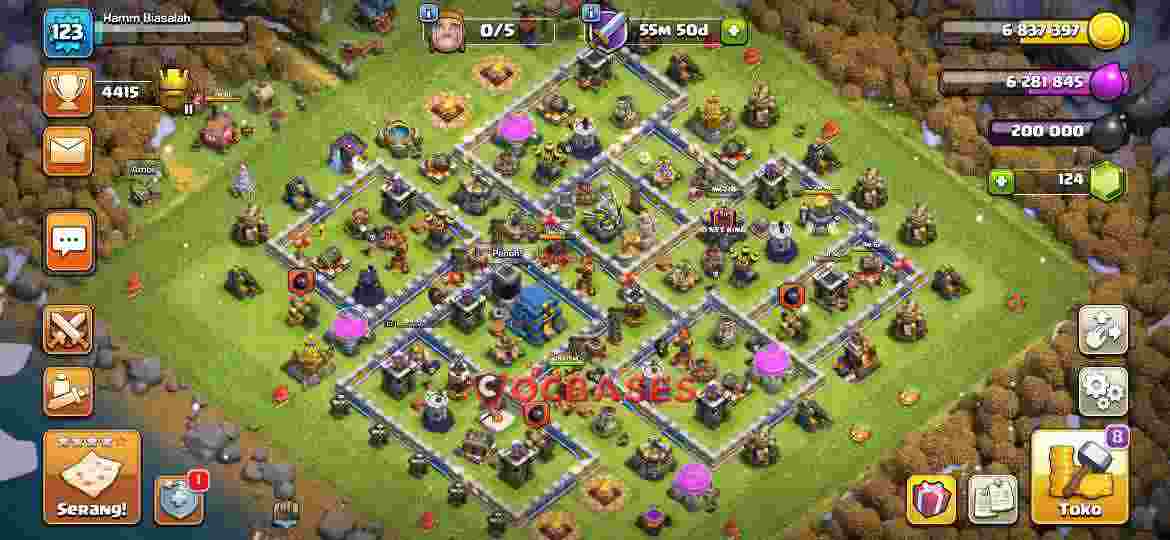 Town Hall 12 Base – Layout id: 3o8xx base layout