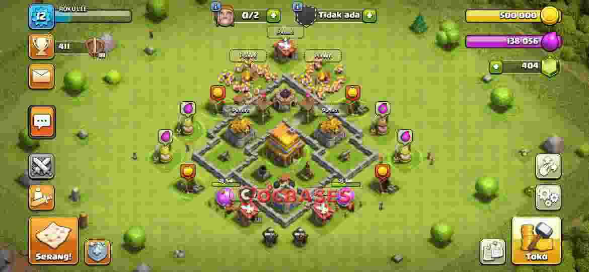 Town Hall 4 Base – Layout id: 6e6c4 base layout