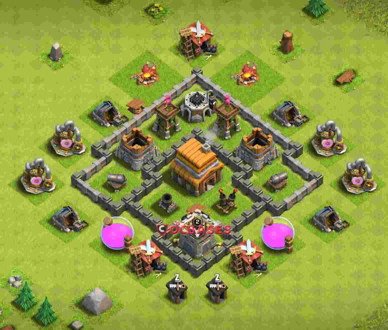 Town Hall 4 Base – Layout id: 87izv base layout