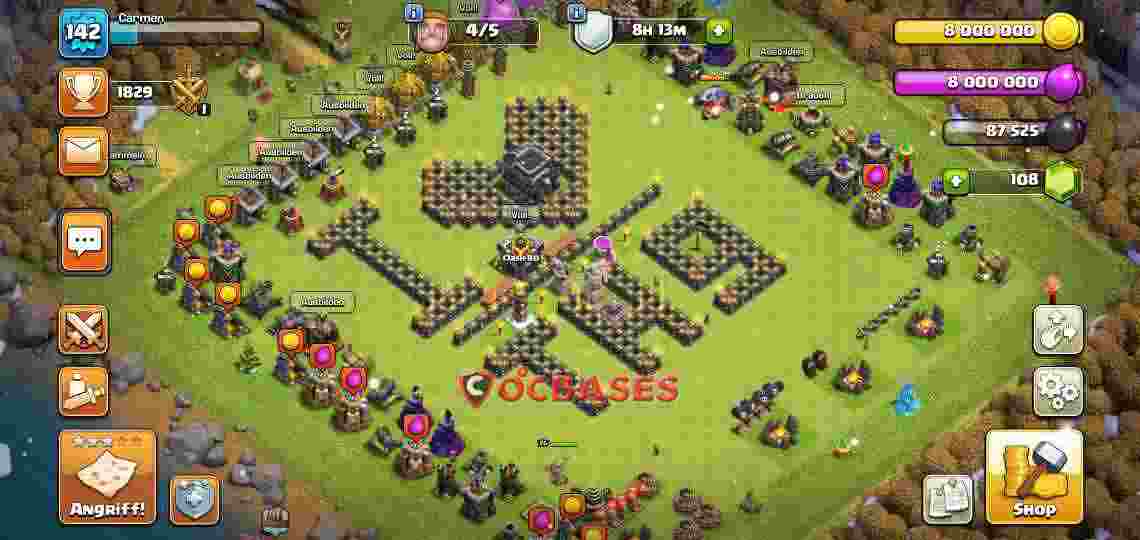 Town Hall 9 Base – Layout id: yv2gd base layout