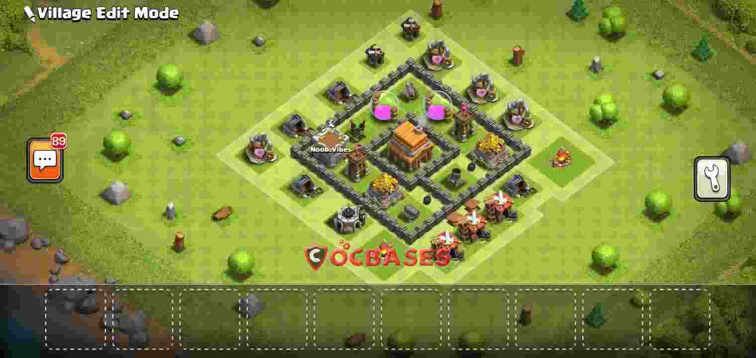 Town Hall 4 Base – Layout id: 82ftv base layout