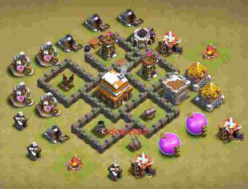 Town Hall 4 Base – Layout id: 022e9 base layout