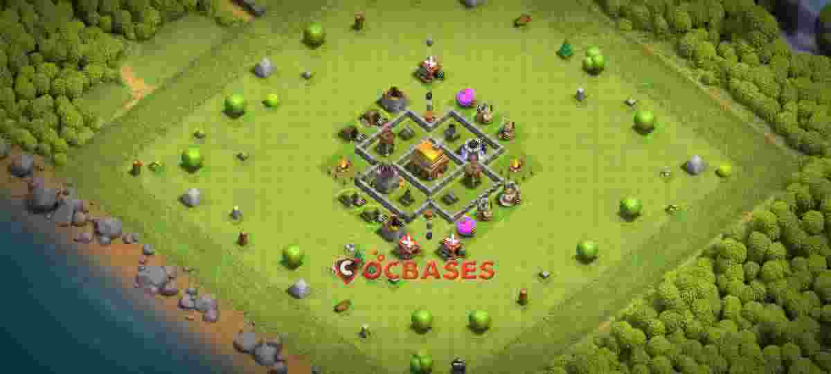 Town Hall 4 Base – Layout id: g9ij7 base layout