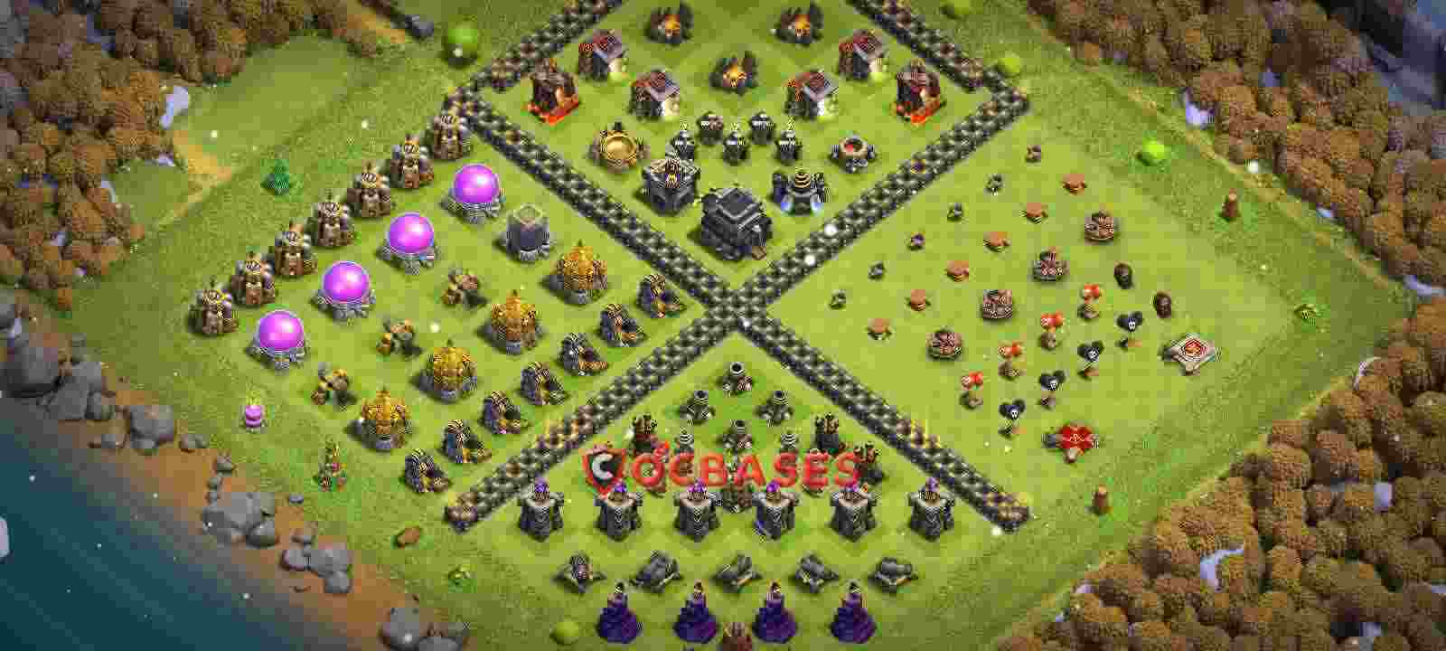 Town Hall 9 Base – Layout id: 4cfrw base layout