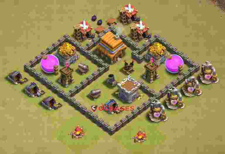 Town Hall 4 Base – Layout id: 9ld2x base layout