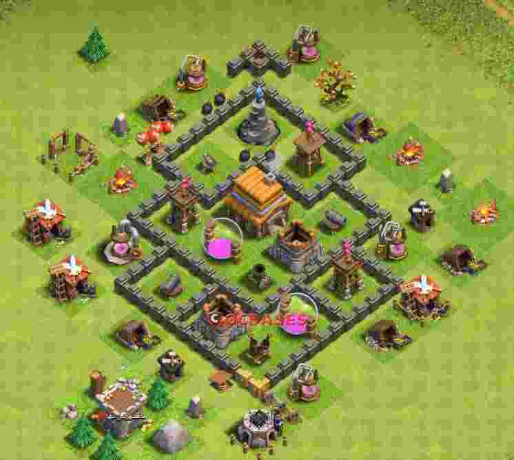 Town Hall 4 Base – Layout id: 9kmcj base layout