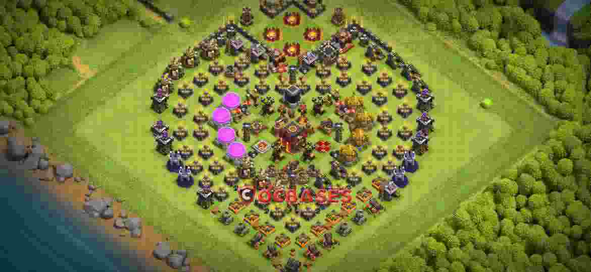 Town Hall 10 Base – Layout id: hs9qf base layout