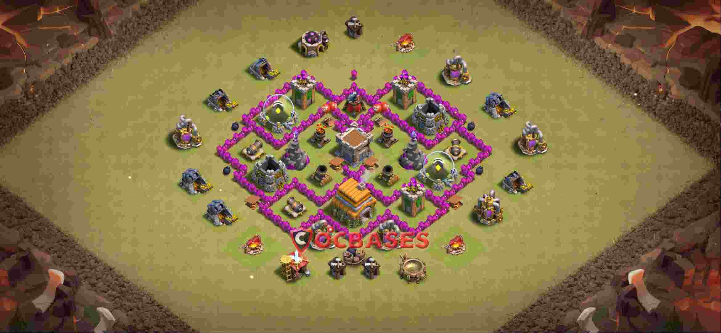 Town Hall 6 Base -war – Layout id: 75gmu base layout