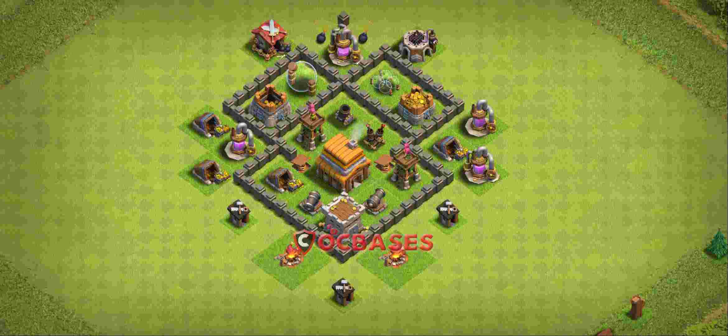 Town Hall 4 Base -farming – Layout id: qa4vv base layout