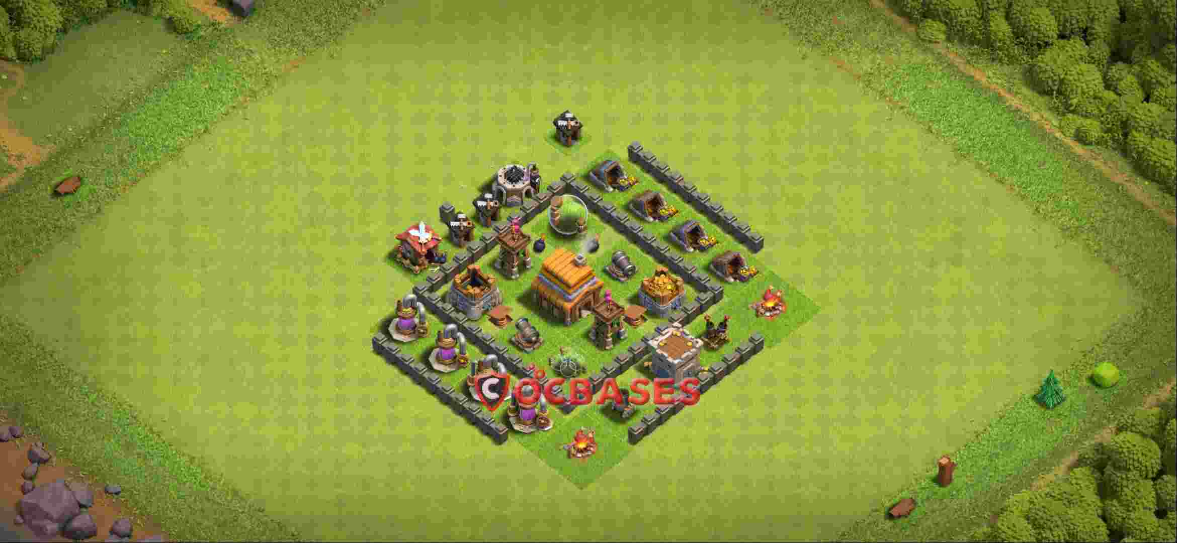 Town Hall 4 Base -farming – Layout id: cakiq base layout