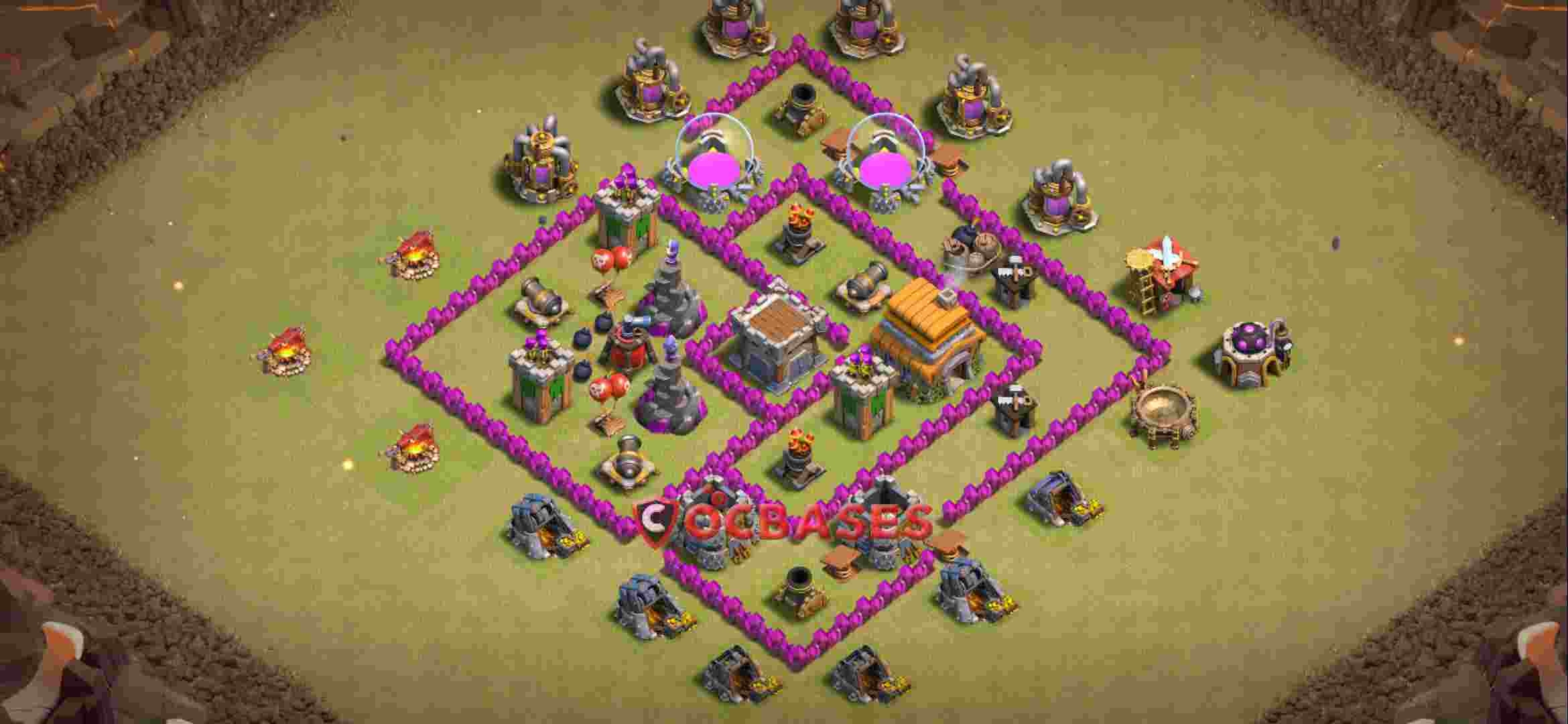 Town Hall 6 Base – Layout id: 4hlx1 base layout