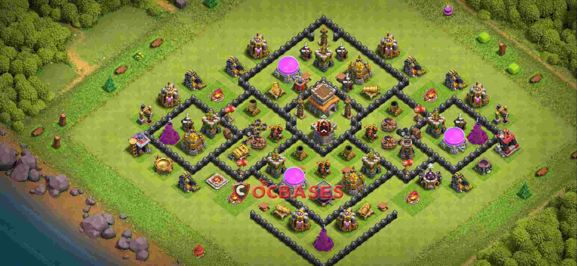 Town Hall 8 Base – Layout id: 4m0mr base layout