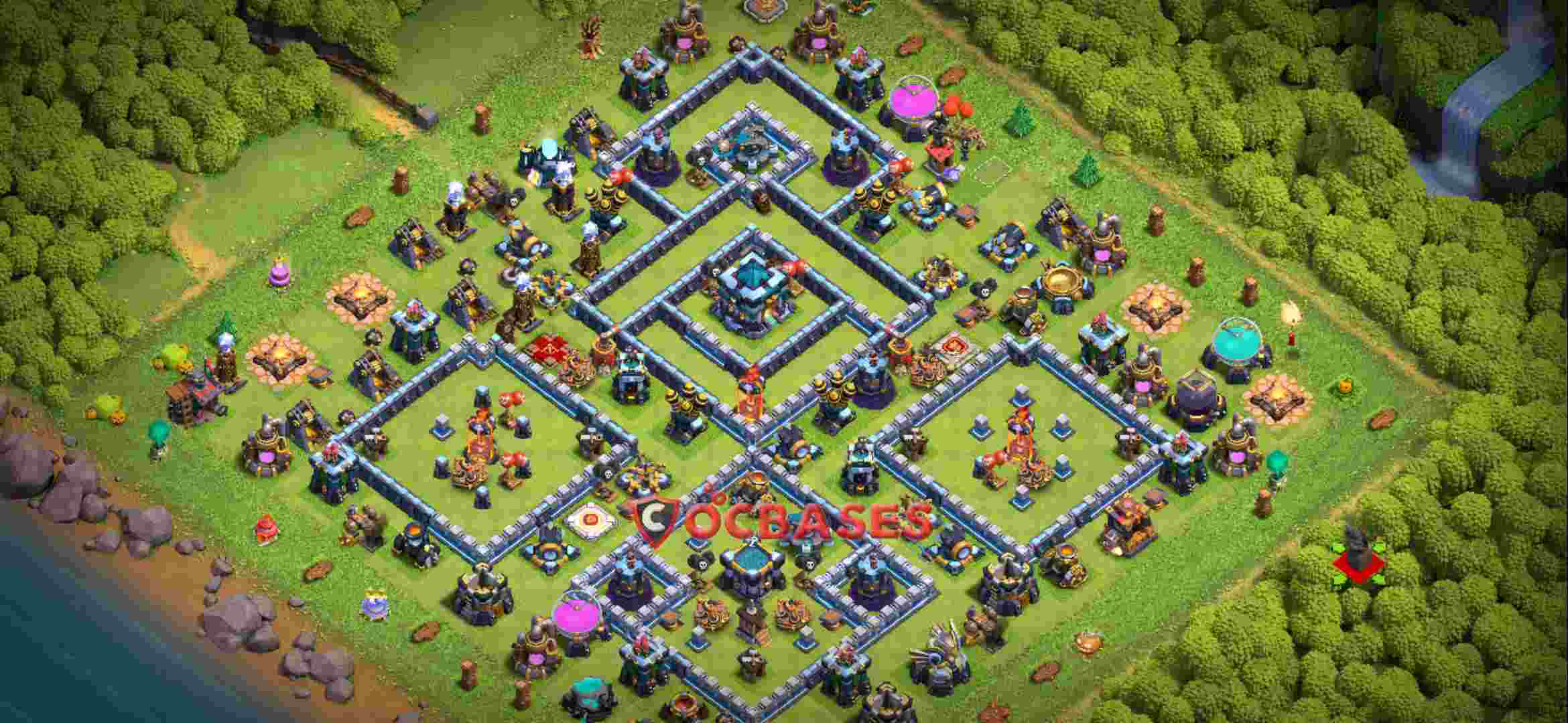 Town Hall 13 Base – Layout id: 1p8hf base layout