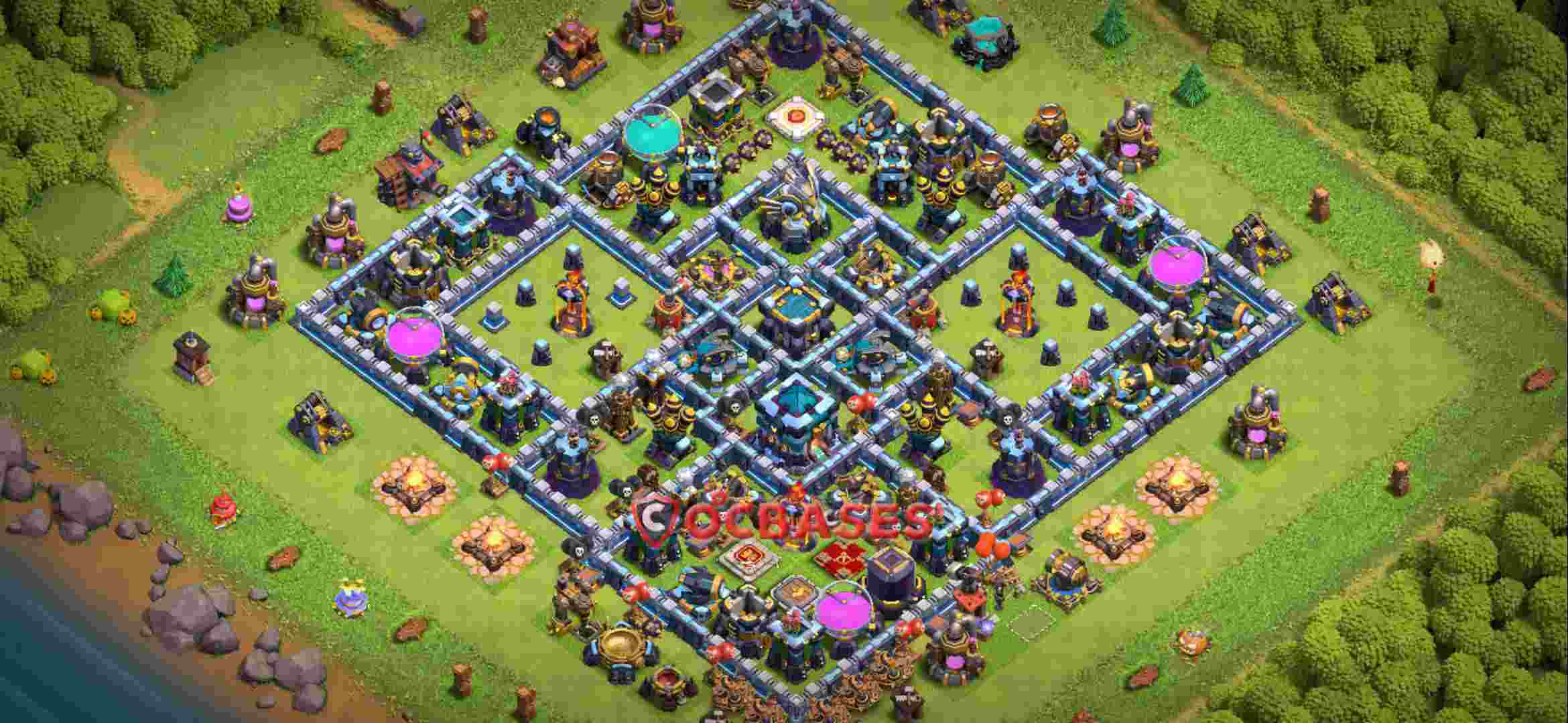 Town Hall 13 Base – Layout id: 4plaa base layout