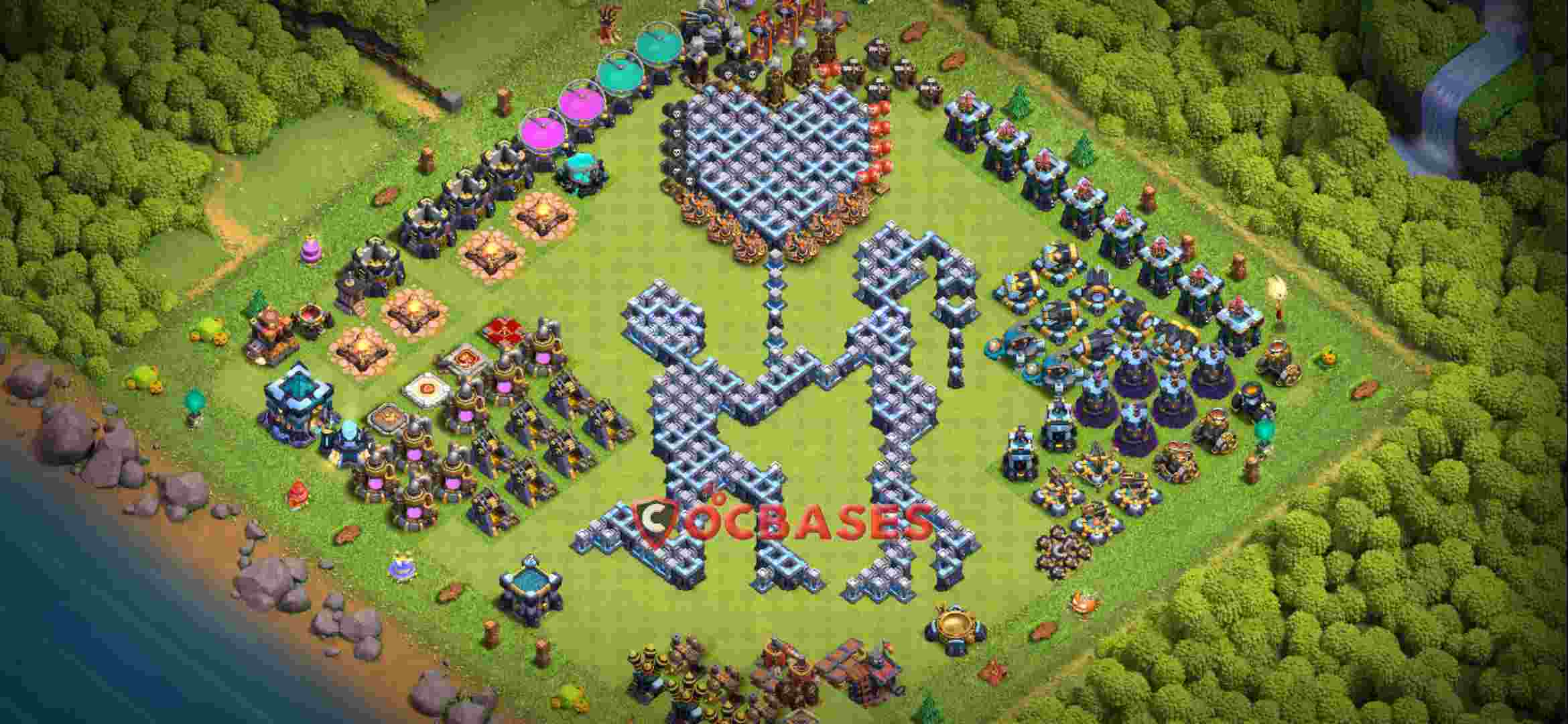 Town Hall 13 Base – Layout id: 5w20m base layout