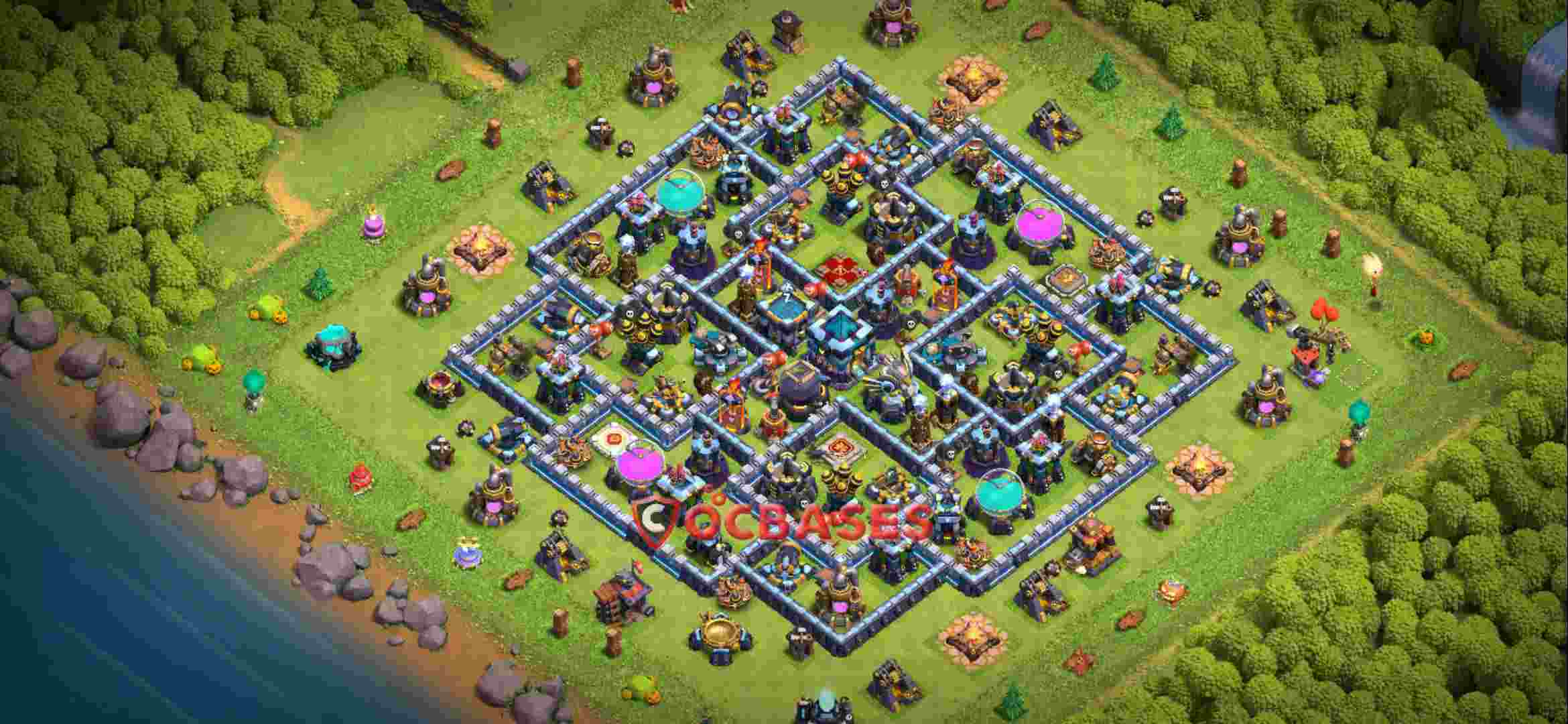 Town Hall 13 Base – Layout id: 0qjva base layout