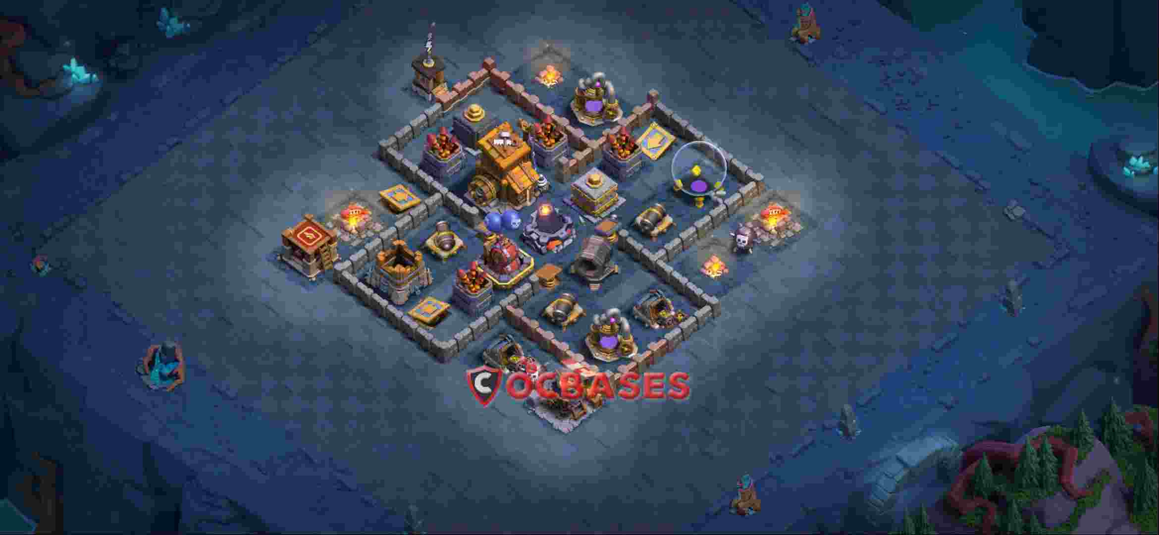 Builder Hall 9 Base -trophy – Layout id: dlh5i base layout, image 1