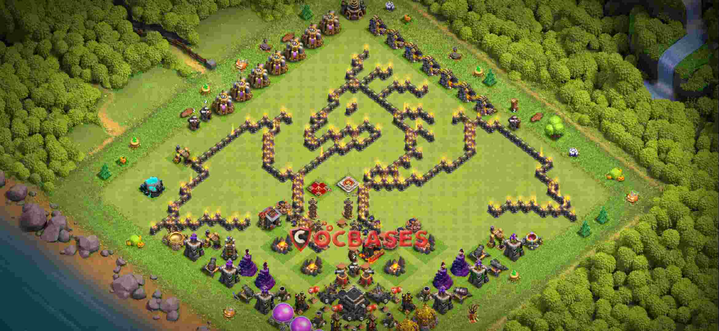 Town Hall 9 Base – Layout id: x7xcv base layout