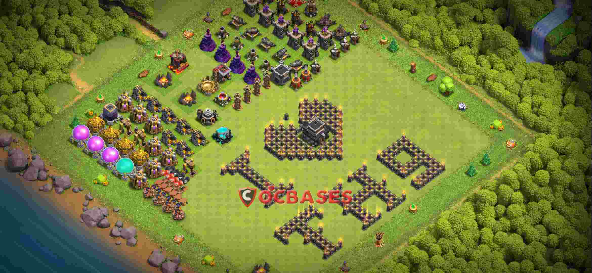 Town Hall 9 Base – Layout id: 6vm3t base layout