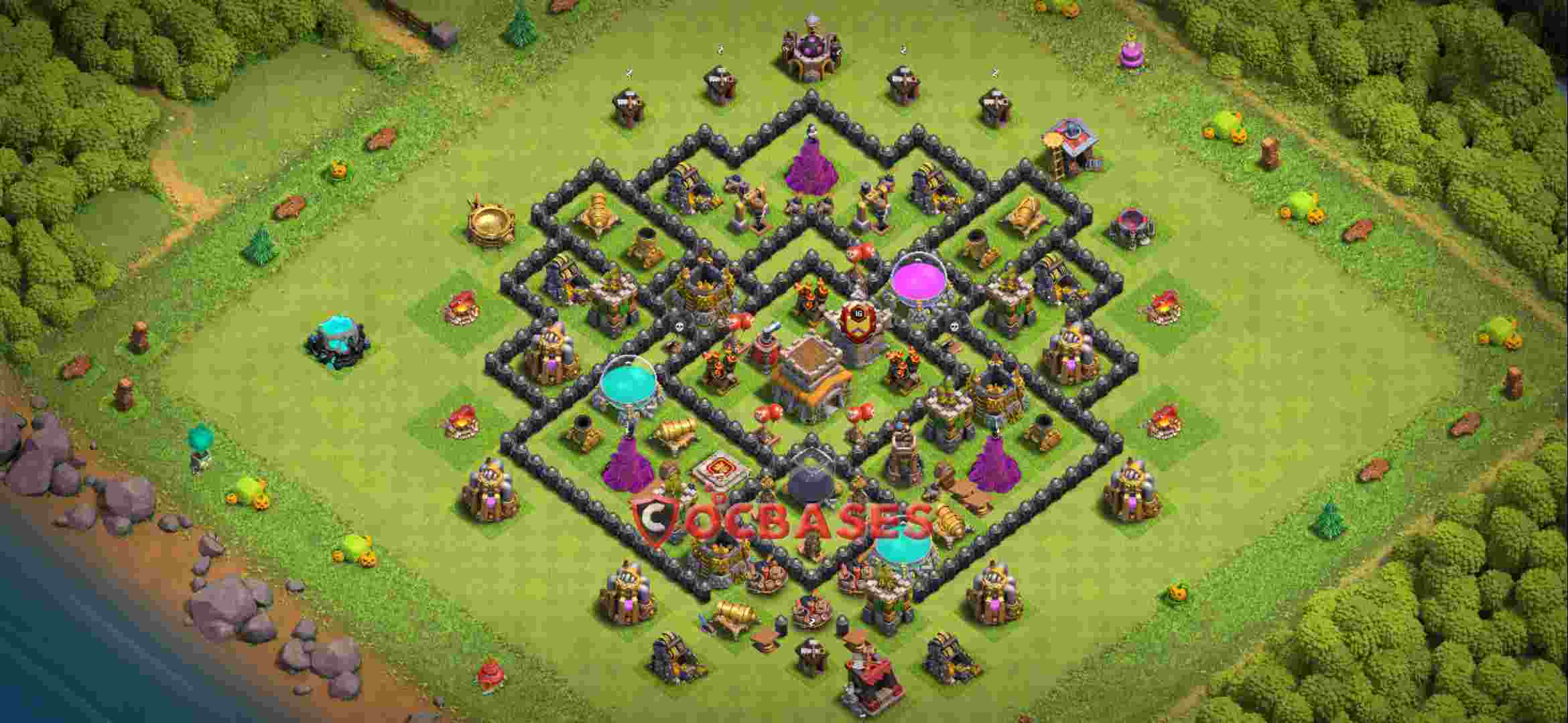 Town Hall 8 Base – Layout id: r2d3h base layout