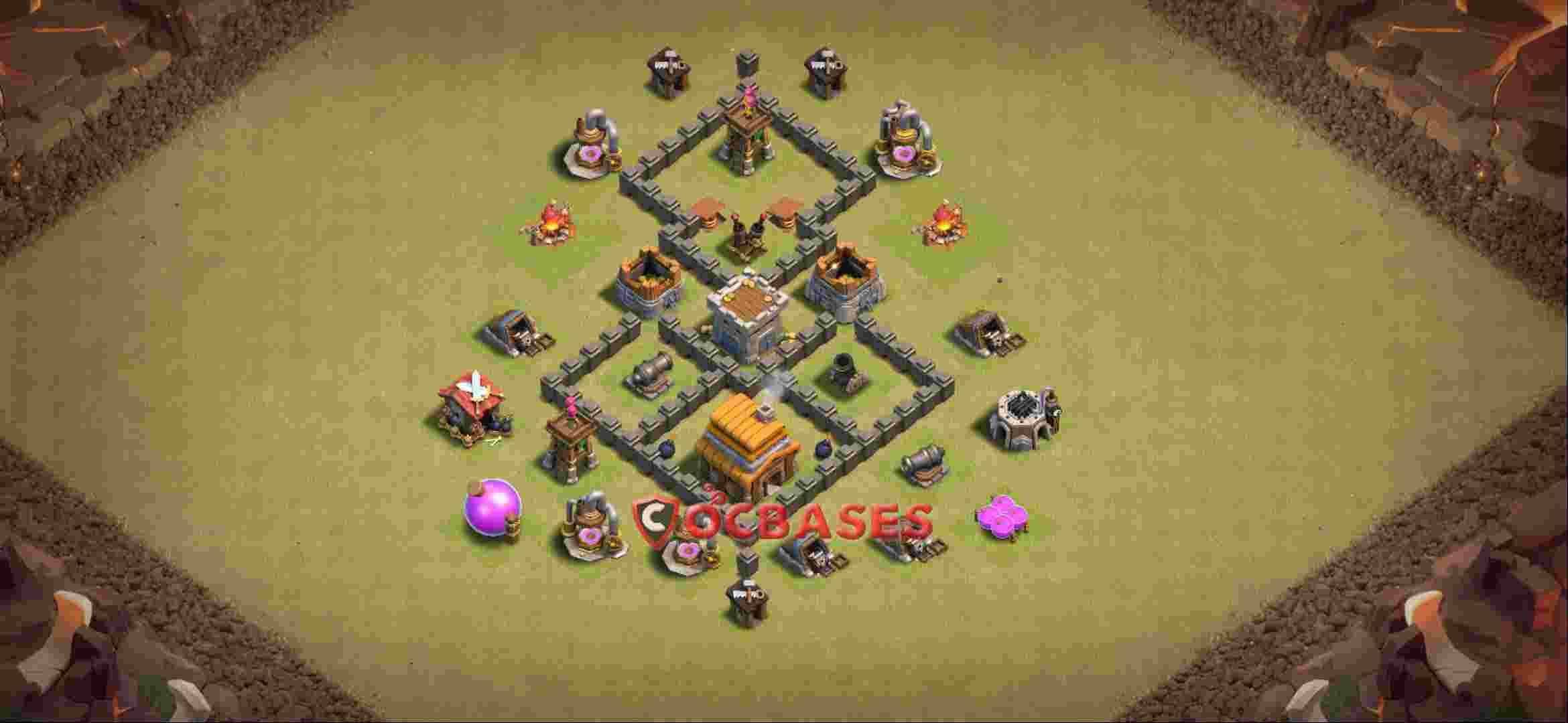 Town Hall 4 Base -war – Layout id: vpt5y base layout