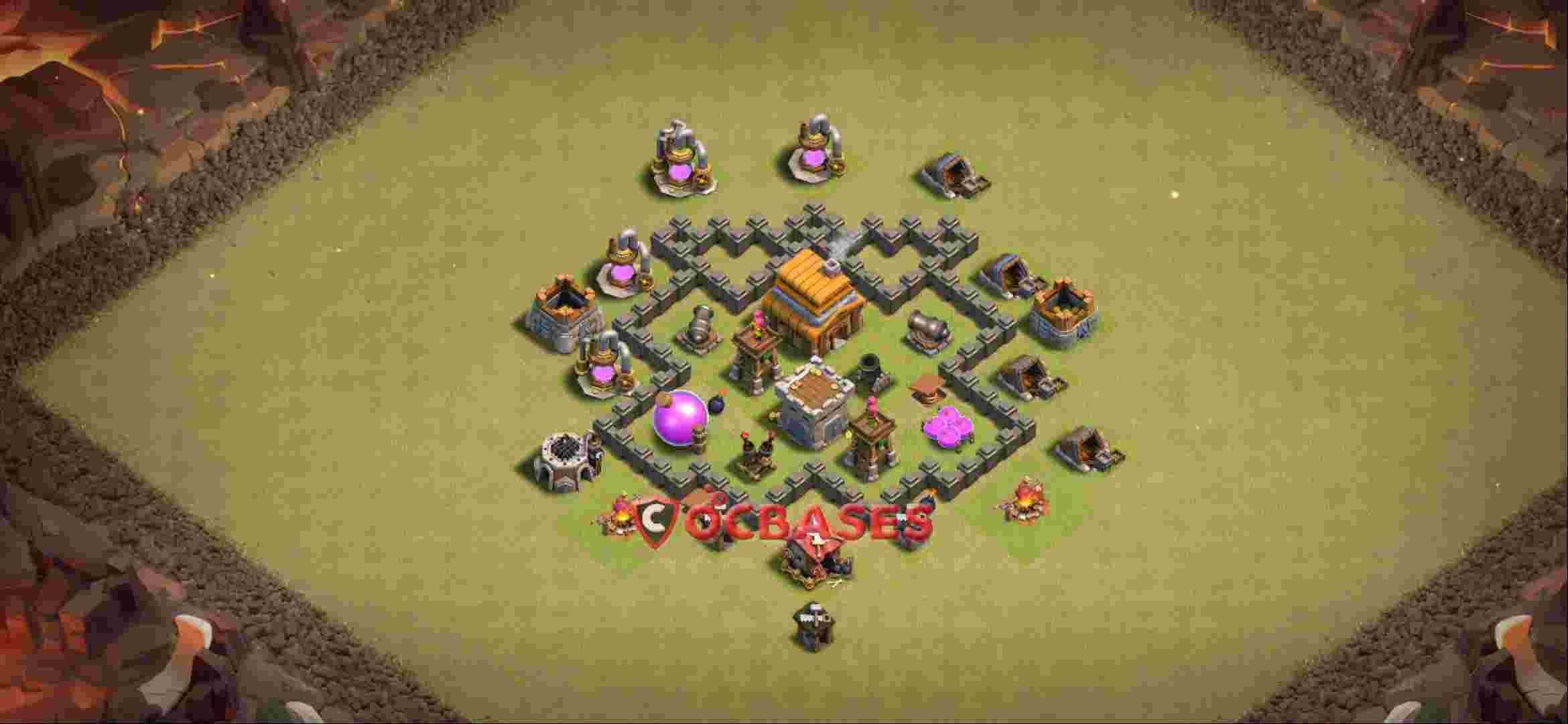 Town Hall 4 Base -war – Layout id: 3pxea base layout