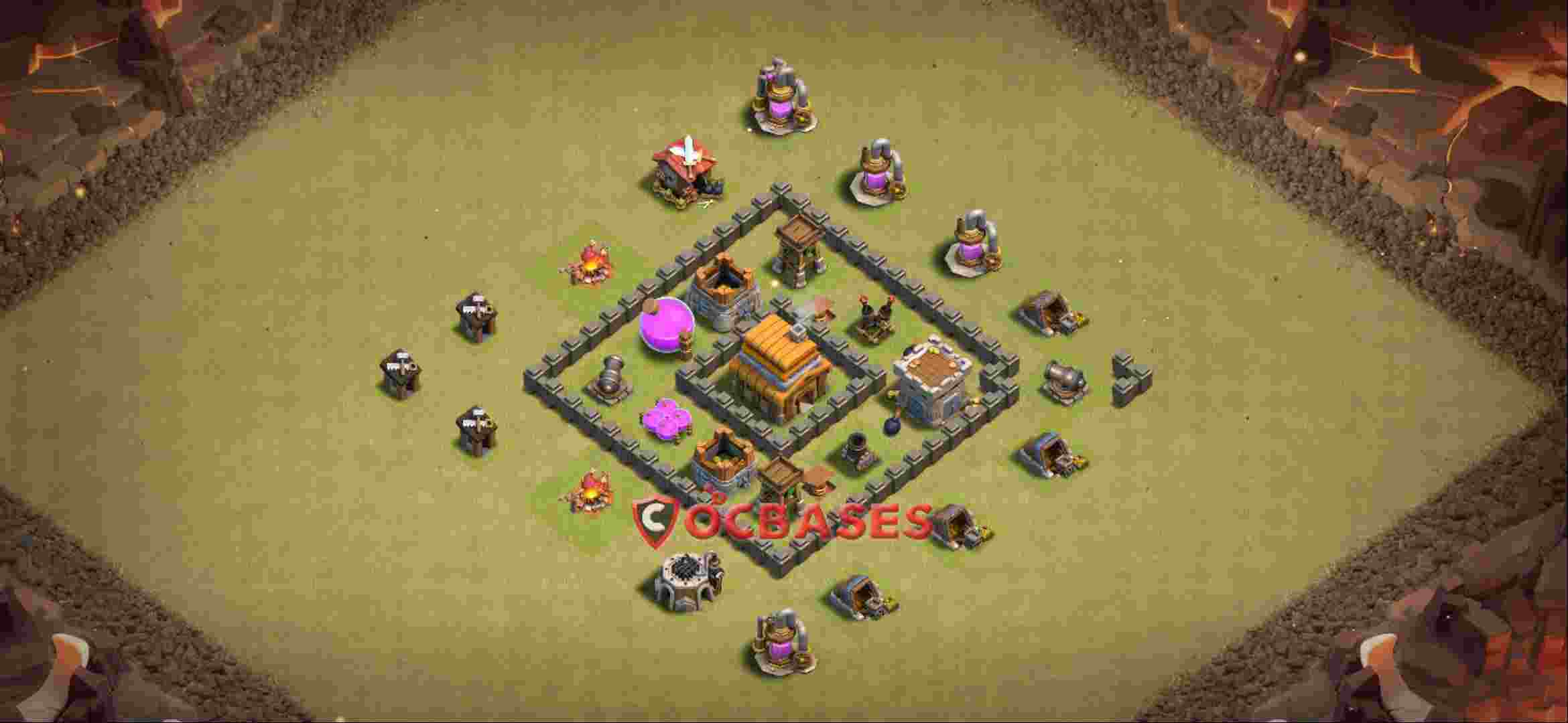 Town Hall 4 Base -war – Layout id: gsp7i base layout