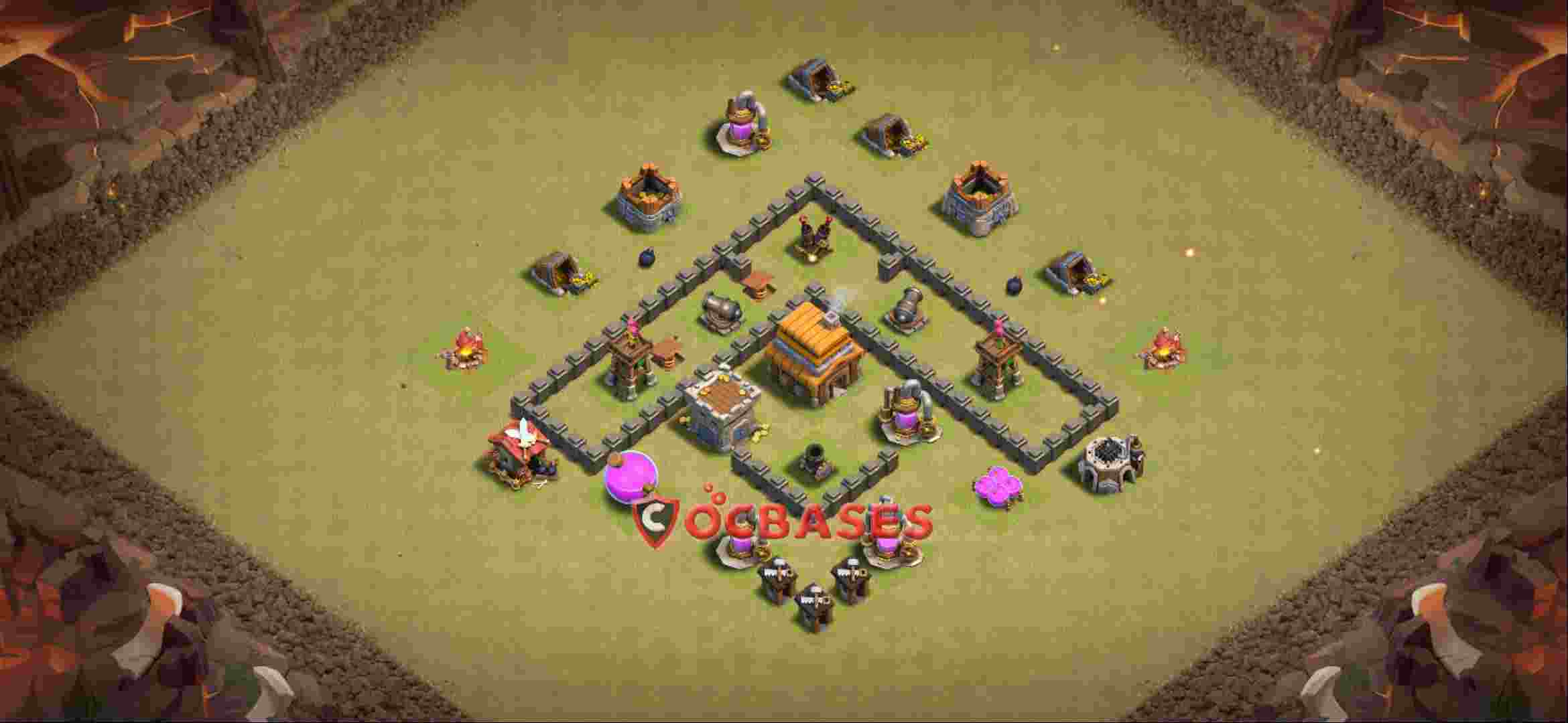 Town Hall 4 Base -war – Layout id: hpsq7 base layout