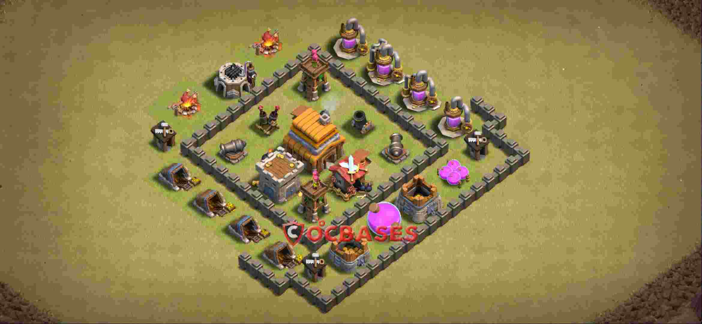Town Hall 4 Base -war – Layout id: 40pss base layout
