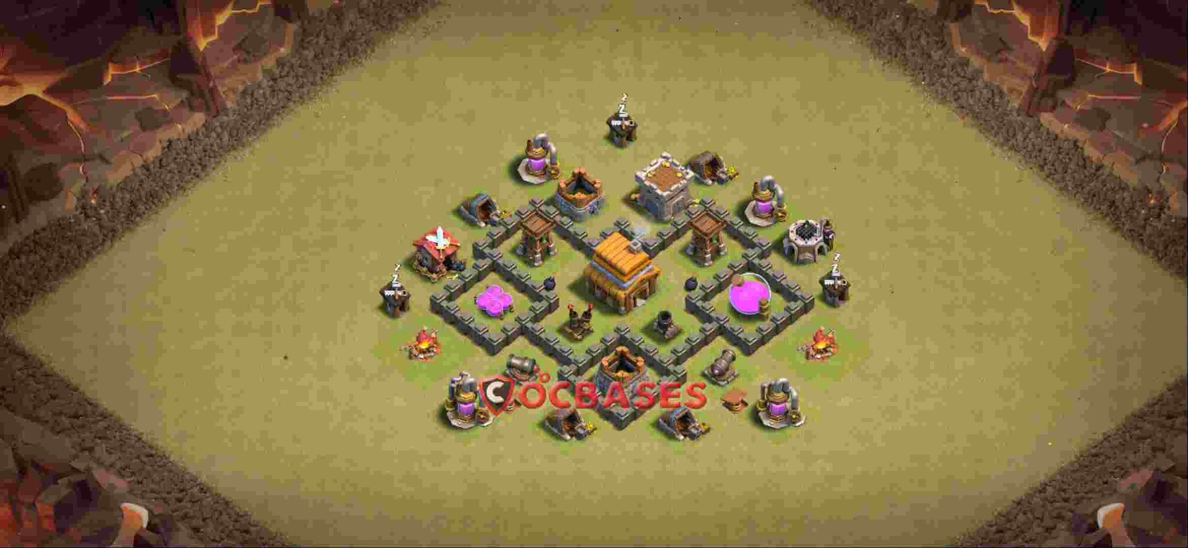 Town Hall 4 Base -war – Layout id: sm0r7 base layout