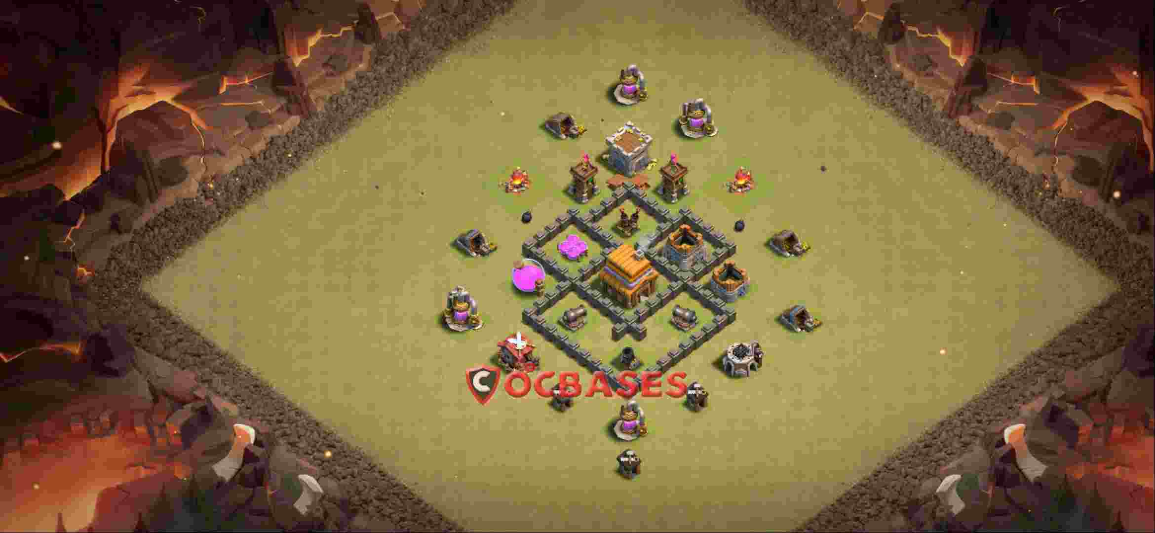Town Hall 4 Base -war – Layout id: zb9we base layout