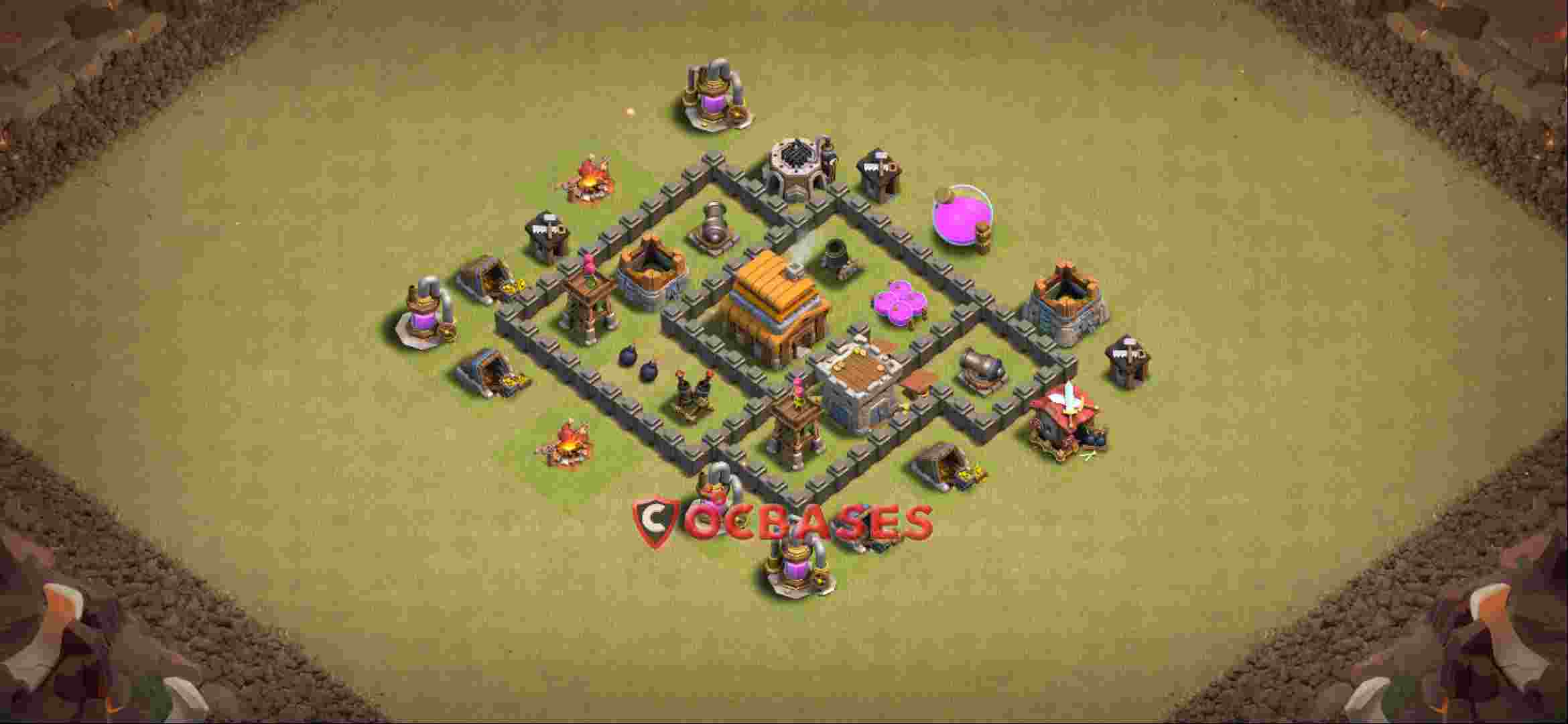 Town Hall 4 Base -war – Layout id: 2rzde base layout